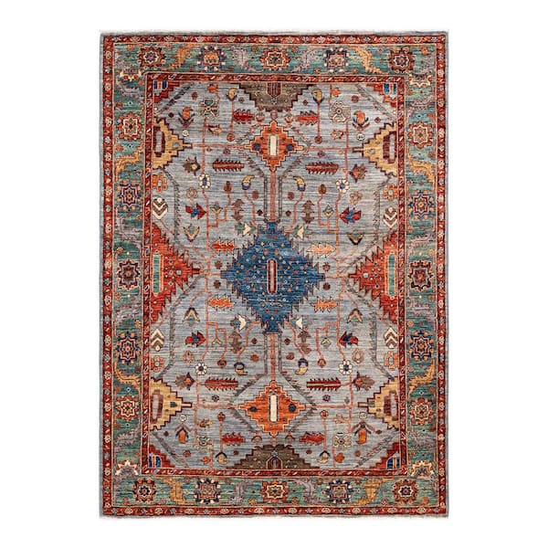 Solo Rugs Serapi One-of-a-Kind Traditional Gray 5 ft. x 7 ft. Hand Knotted Tribal Area Rug