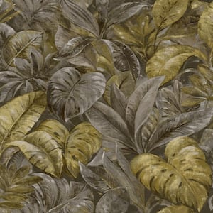 Thick Jungle Foliage Wallpaper Ochre Paper Strippable Roll (Covers 57 sq. ft.)