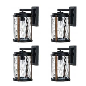 1-Light Industrial Matte Black Metal Wall Sconce (4-Pack)