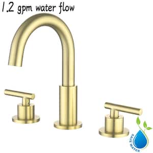 8 in. Widespread Double Handle High-Arc Bathroom Faucet in Brushed Gold