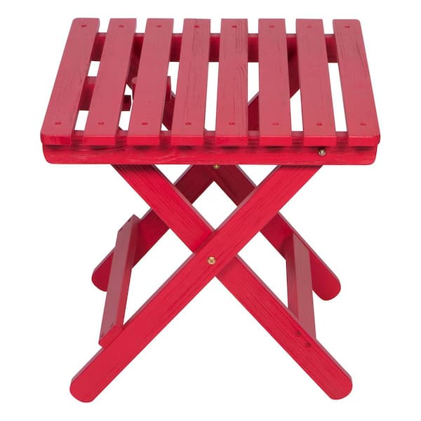 Shine Company Adirondack Chili Red Square Wood Outdoor Side Folding Table