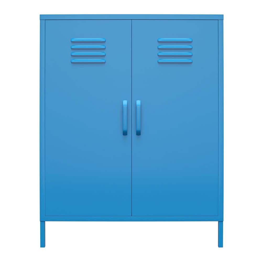 Bright Blue Metal Locker Style Storage Cabinet with Adjustable Shelving