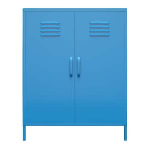 Cache Bright Blue 2-Door Metal Storage Cabinet