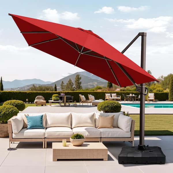 brylane home patio umbrella rectangle PURPLE LEAF Solar Powered LED Rectangular Umbrella with Lights Best Selection Cantilever Umbrellas Best Choice Products 10ft 3-Tier Solar Patio Umbrella w/ 24 LED Lights  Tilt Adjustment  Easy Crank - Lavender no struggle Size:45