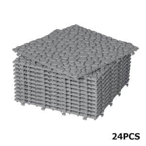 YOFE 1 ft. x 1 ft. All-Weather Outdoor Plastic Composite Interlocking Deck Tiles in Gray, Waterproof, Anti-slip(12 per Case)