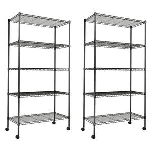 thumbnail image 2 of MZG 5-Tier Heavy Duty Wire Shelving Unit - 69"H X 35"L X 14"W - Black Steel Rack 2 of 6