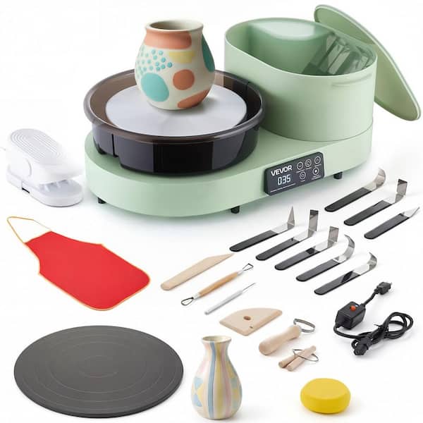 Pottery Wheel for Adults, 11 in. Aluminum Turntable, 450W Electric Table Top Pottery Wheel, 30-300 RPM, Green