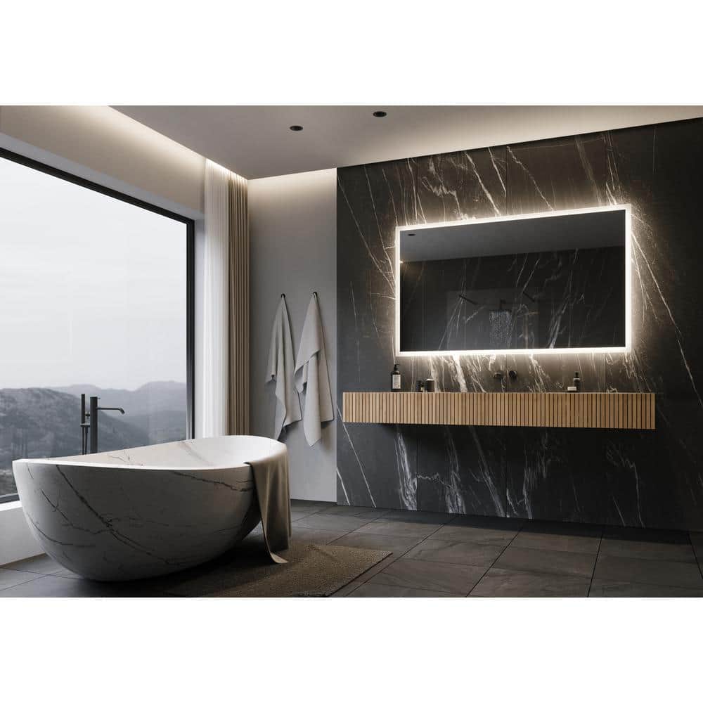 Backlit 60 in. W x 36 in. H Rectangular Frameless Wall Mounted Bathroom Vanity Mirror 3000K LED price history on PriceWatchPro
