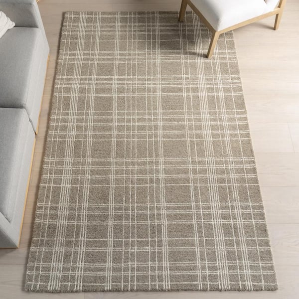 Valery Plaid Sand 9 ft. x 12 ft. Indoor Area Rug