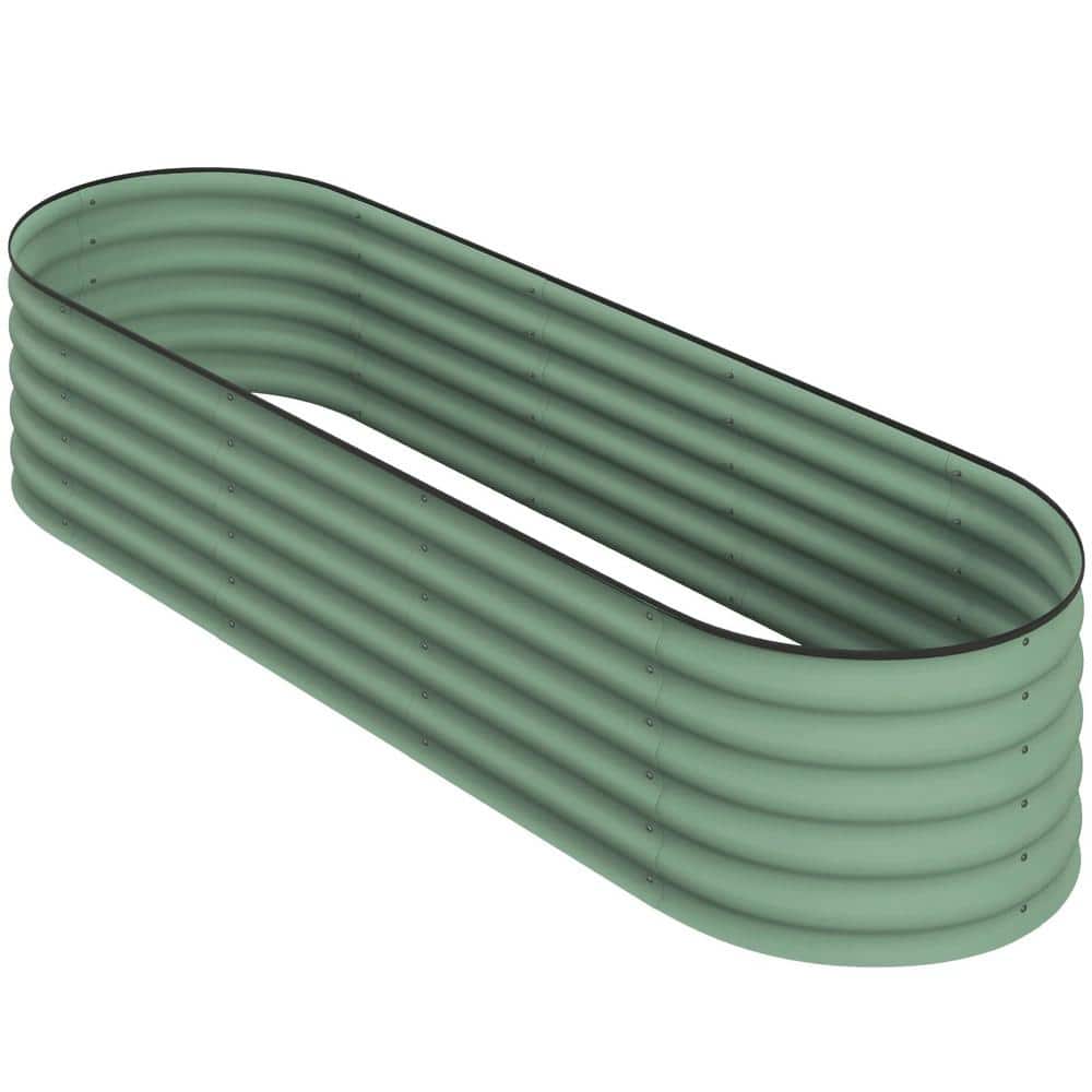 Green Outdoor 6.5ft.x 2ft.x 1.4ft. Galvanized Mental Raised Garden Bed,Elev