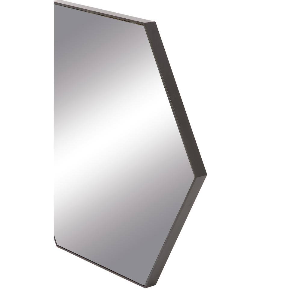 Hexagonal Black Wood Full Length Wall Mirror, 24" x 21"