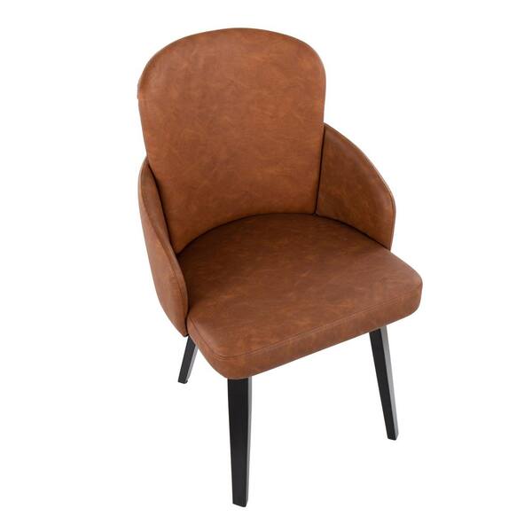 Lumisource Dahlia Camel Faux Leather, Black Wood and Chrome Metal