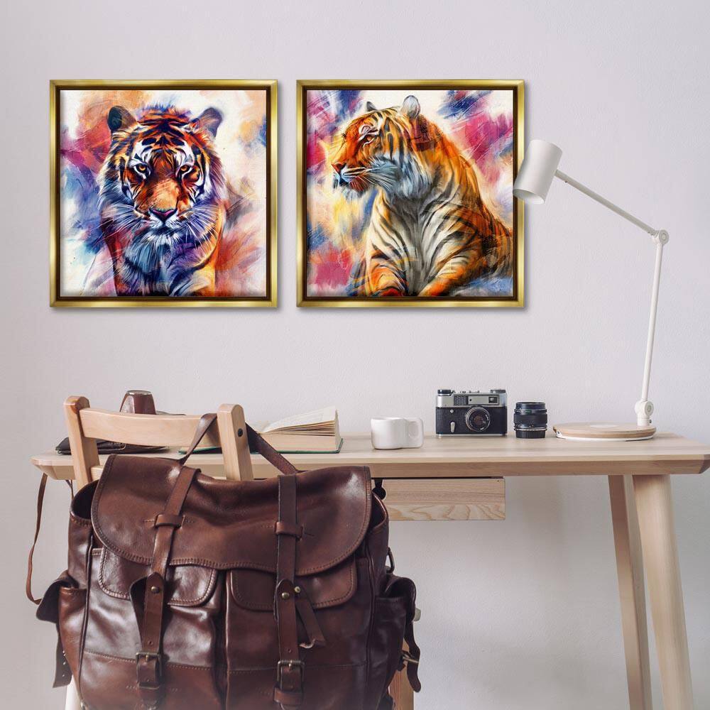 In The Wild Fierce Tiger by Kim Allen 2-Piece Gold Floater Frame Animal Graphic Art Print 25 in. x 25 in. price history on PriceWatchPro