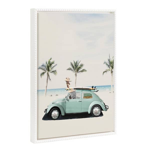 Kate and Laurel Sylvie Summer Adventures 1-Piece White Framed Canvas Art Print, 18.00 in. x 24.00 in.