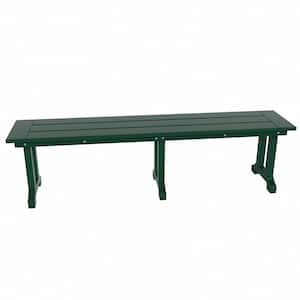 Hayes 65 in. Backless HDPE Plastic Trestle Outdoor Dining 2-Person Patio Garden Bench in Dark Green