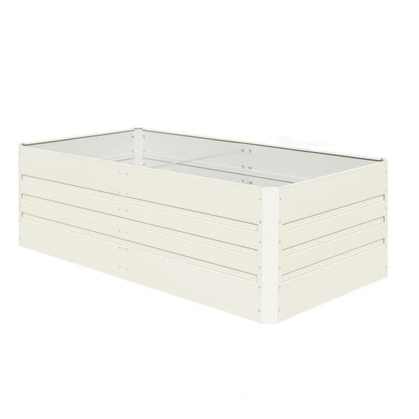 Unbranded 6 ft. x 3 ft. x 2 ft. Outdoor White Metal Raised Garden Bed Kit, Garden Planter Box for Planting Vegetables, Flowers