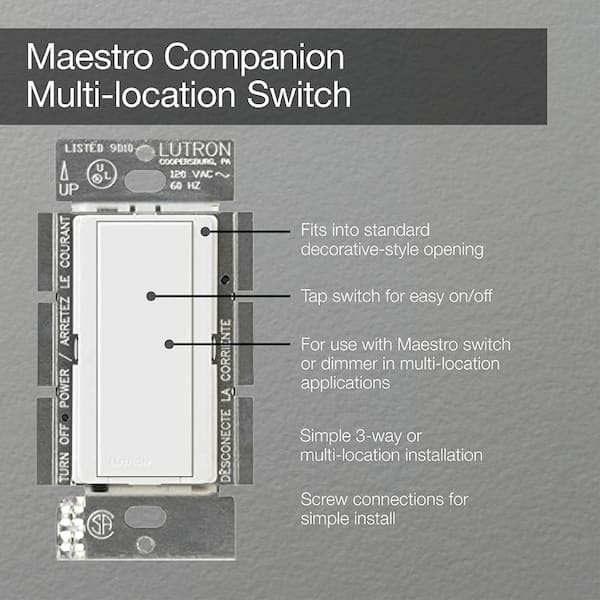 Lutron Maestro Companion Switch, for use with Maestro LED+ Dimmer