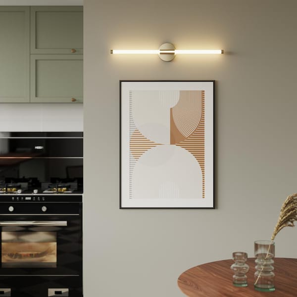 Modern 1-Light Gold Dimmable Wall Sconce with White Plastic Shade