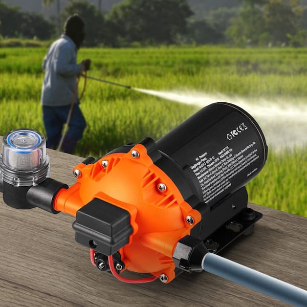 Water Diaphragm Pump 12-Volt DC 5.5 GPM Flow 70 PSI Rated Pressure (40-100 PSI Adjustable) with Pressure Switch for RV
