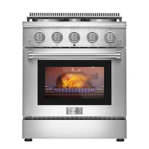 Pro-Style Freestanding 30 in. 4.2 cu.ft. Single Oven Gas Range with 4 Sealed Burners in Stainless Steel