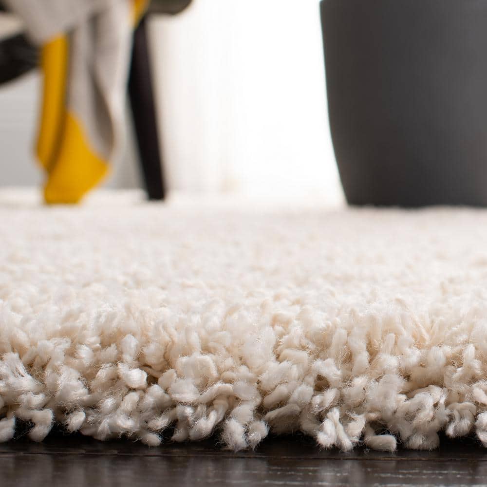 Ivory Rectangular Synthetic Shag Rug - 3'x5'