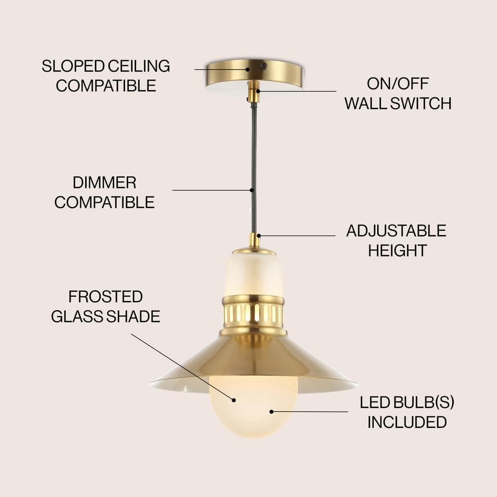 Colin 9.75" Brass Gold Adjustable LED Glass Globe Pendant