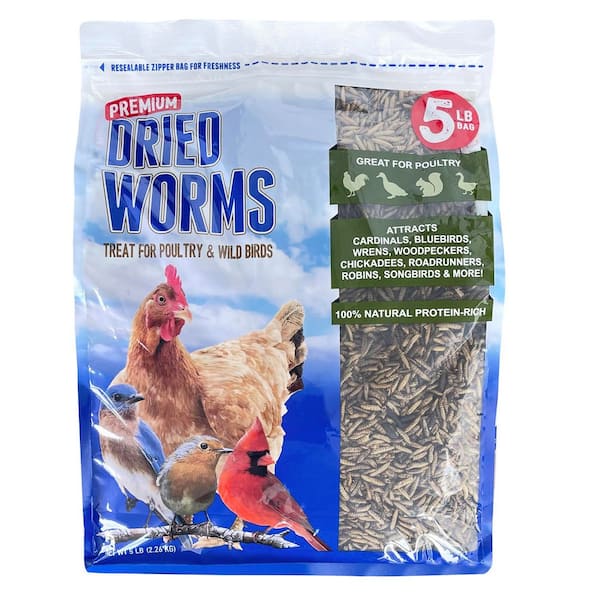 5 lb. Bag Dried Worms, High Protein Treat for Poultry, Ducks, Wild Birds and Small Pets