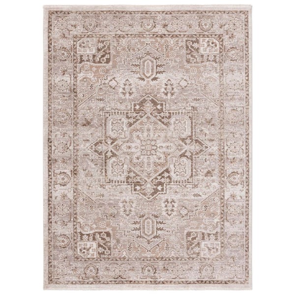 SAFAVIEH Hazel 4 ft. x 6 ft. Brown/Ivory Distressed Medallion Area Rug