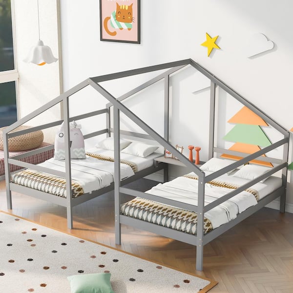Harper & Bright Designs Double Twin Size House Beds Triangular