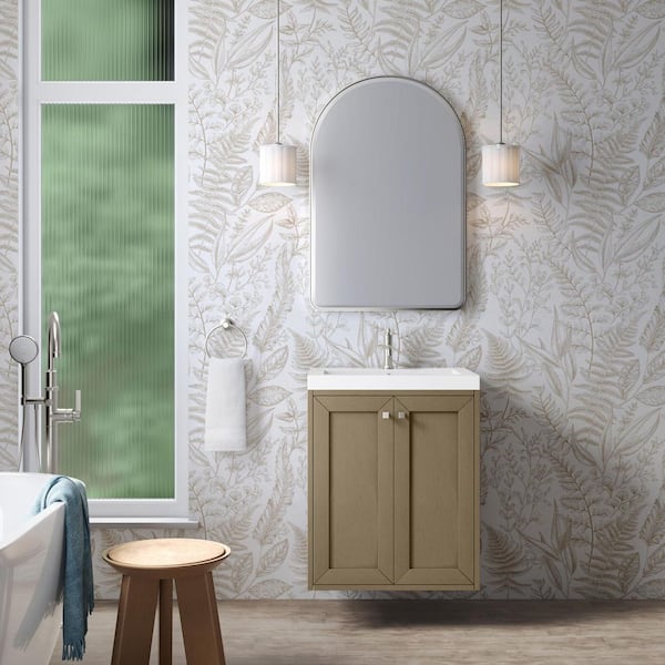 Chianti 23.6 in. W x 18.13 in. D x 29.5 in. H Single Bath Vanity in Walnut Whisper with White Glossy Composite Stone Top