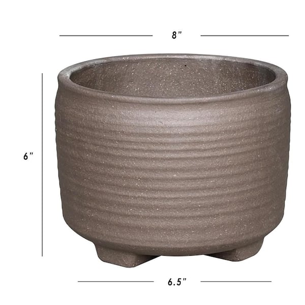Vigoro Fairfield Small Mocha Ceramic Planter with Drainage Hole (8
