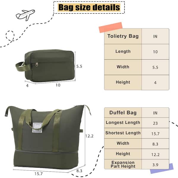 Merax 5-Piece Army Green Polyester Softside Spinner 25% Expandable