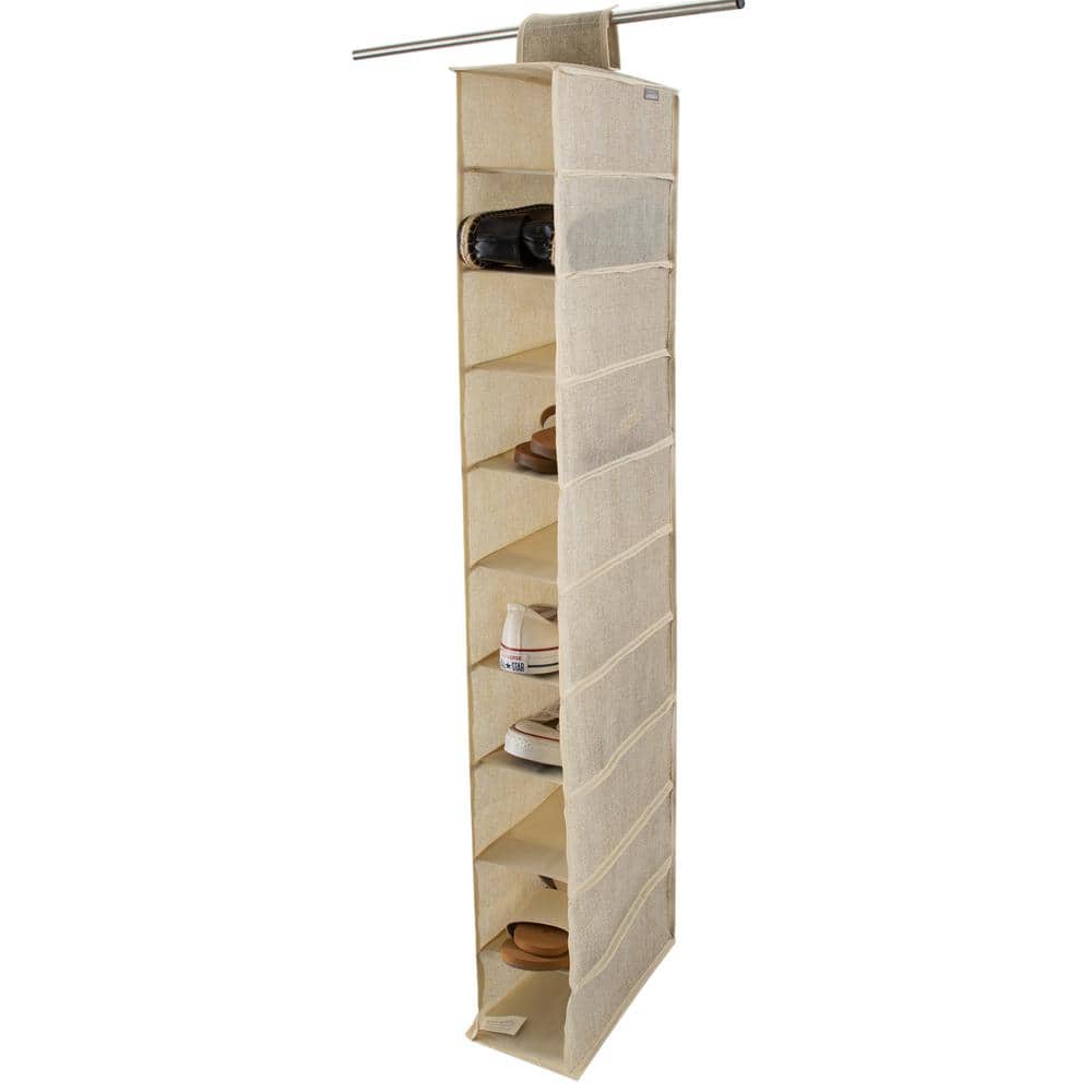 HOUSEHOLD ESSENTIALS 26.5 in. H 10-Pair White Canvas Hanging Shoe Organizer  311344 - The Home Depot