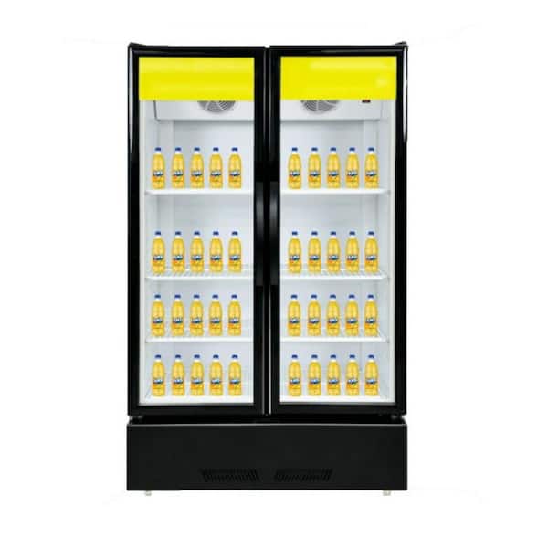 Cooler Depot 39 in. W 16.5 cu. ft. Commercial Upright Display 2-Glass Swing Door Beverage Cooler Refrigerator in Black