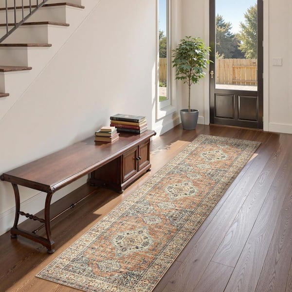 Multi-Colored 2.5 ft. x 10 ft. Oriental Washable Rug Runners for Hallways