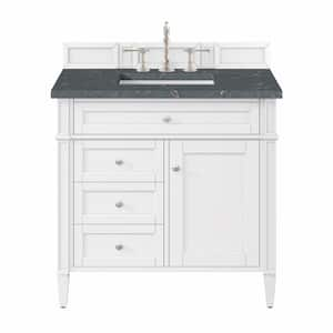 Brittany 36.0 in. W x 23.5 in. D x 34.0 in. H Bathroom Vanity in Bright White with Parisien Bleu Silestone Quartz Top