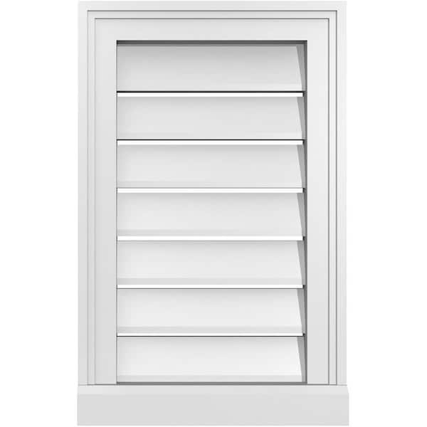 Ekena Millwork 14" x 22" Vertical Surface Mount PVC Gable Vent: Functional with Brickmould Sill Frame