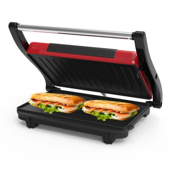 Unbranded 1400-Watt Red Panini Press with Non-Stick Surface