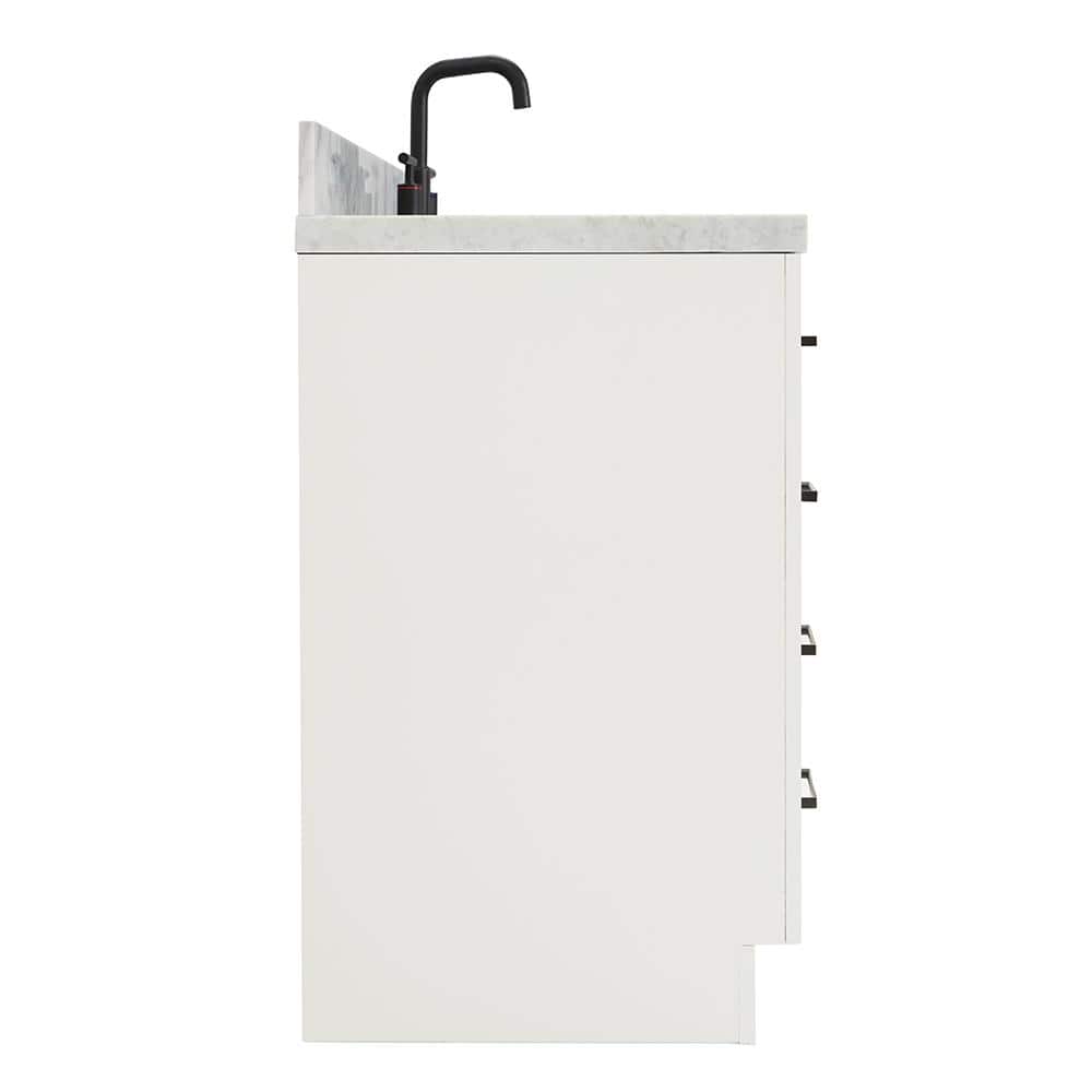 White Freestanding Vanity with Carrara Marble Top and Basin
