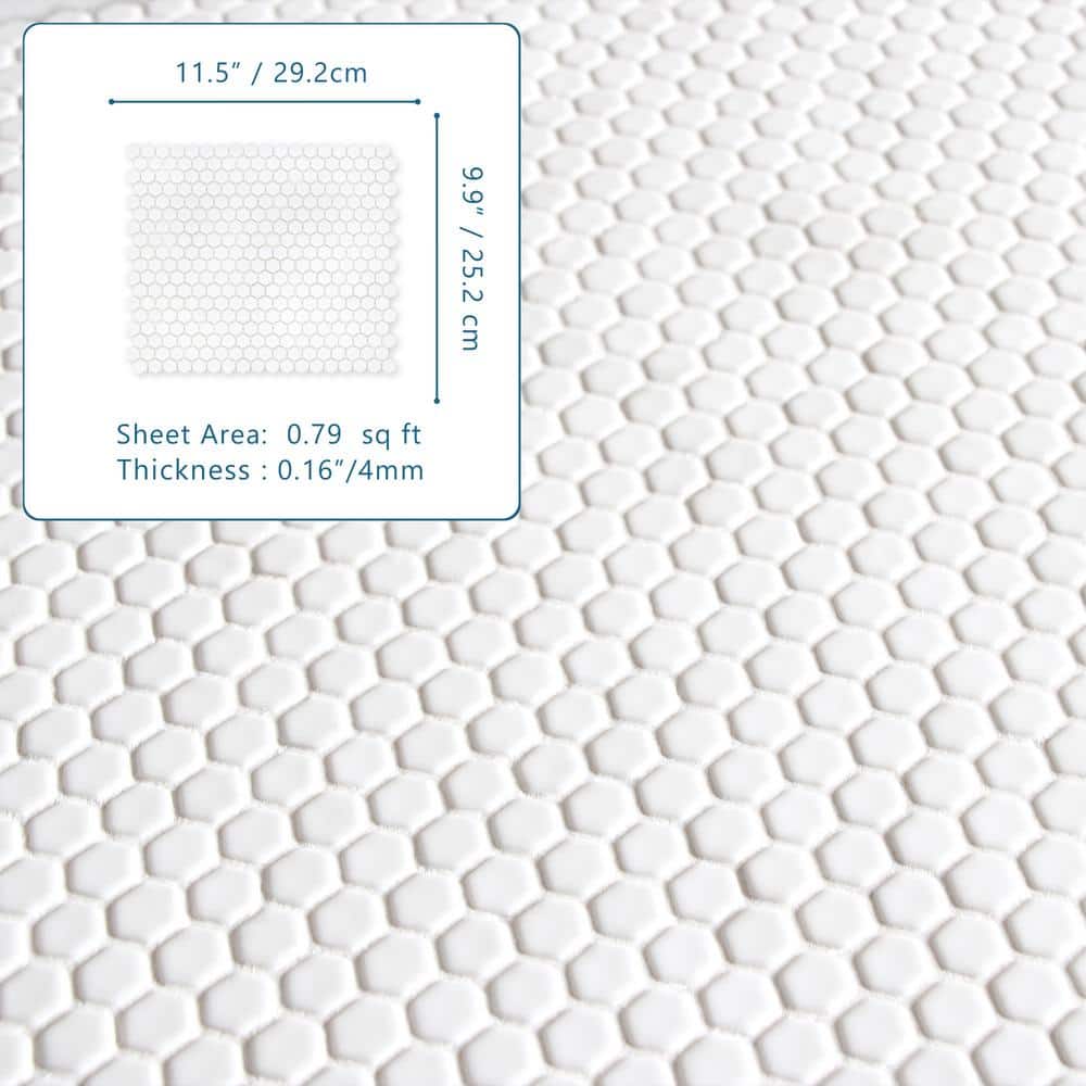 White Matte Hexagonal Recycled Glass Mosaic Tile