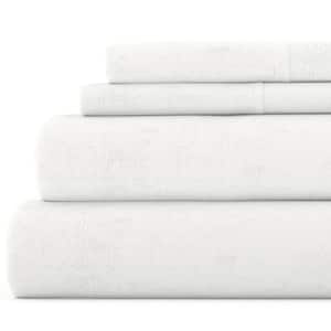 Premium 4-Piece White Ultra Soft Flannel California King Sheet Set