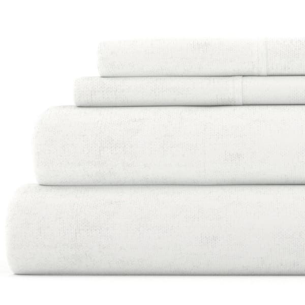 Becky Cameron Premium 4-Piece White Ultra Soft Flannel Full Sheet Set