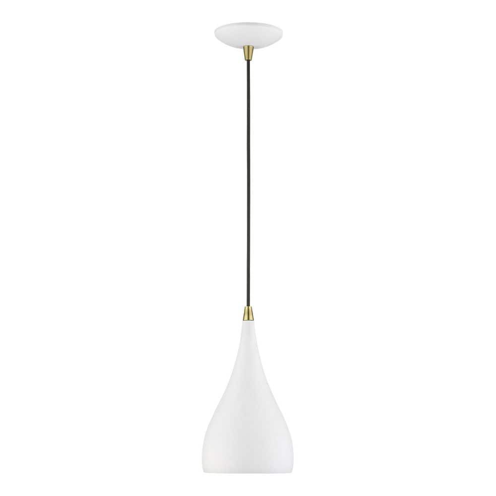 Amador Chic Mini Pendant in Textured White and Antique Brass