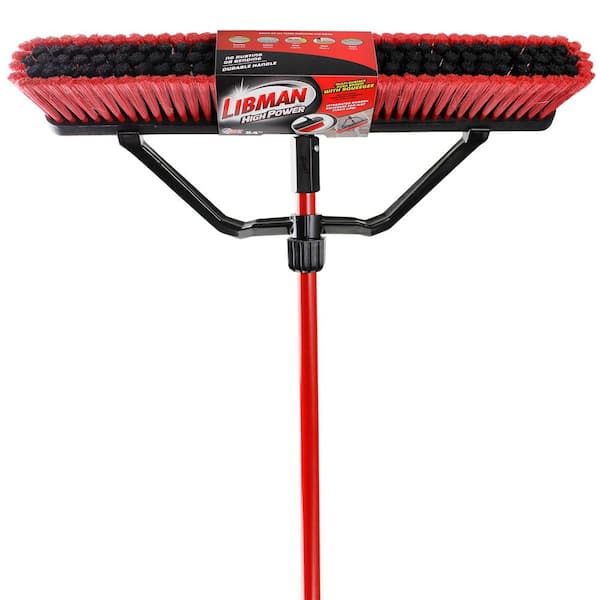 Libman - 24 in. High Power Heavy-Duty Multi-Surface Squeegee Push Broom with Brace and Steel Handle