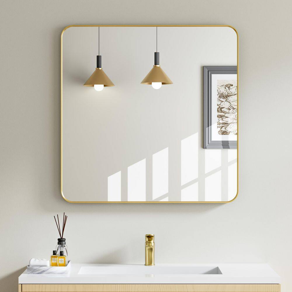 36 in. W x 36 in. H Rectangular Aluminum Framed Wall Bathroom Vanity Mirror in Brushed Gold, Vertical / Horizontal price history on PriceWatchPro