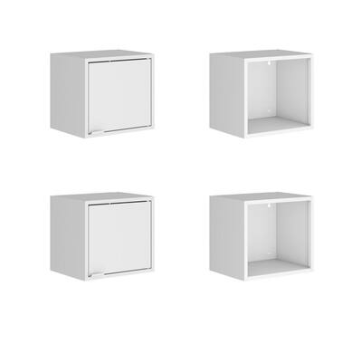 Smart Steel 4-Shelf Wall Mounted Garage Cabinet in White and Black (14 in W x 13 in H x 11 in D)