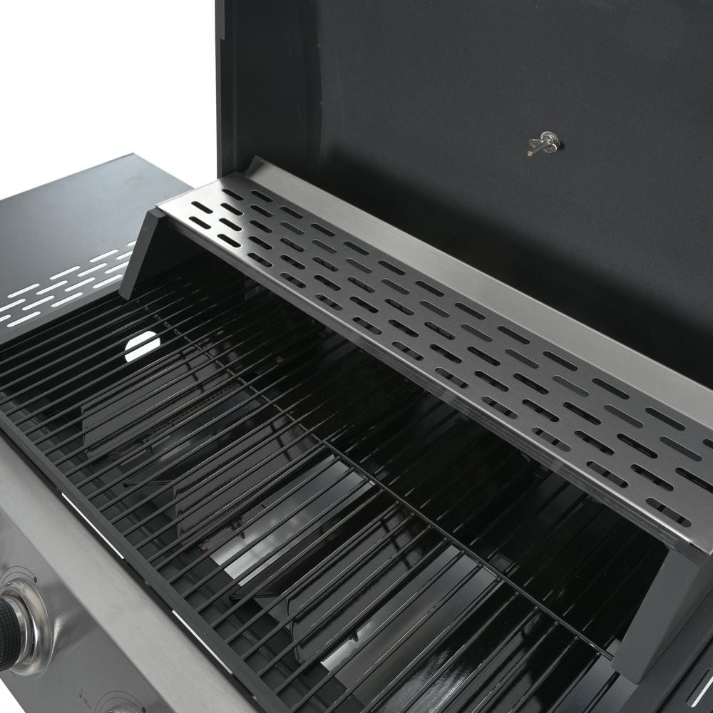4-Burner Black Stainless Steel Propane Gas Grill with Side Burner
