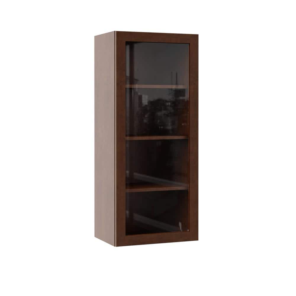 Designer Series Soleste 18 in. W x 12 in. D x 42 in. H Assembled Shaker Glass Door Wall Kitchen Cabinet in Spice
