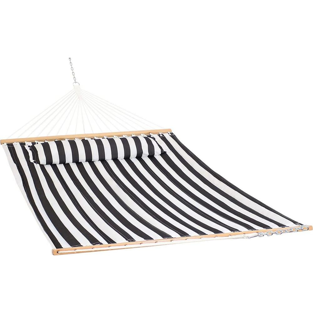 11.25 ft. Quilted Reversible Hammock with Matching Pillow, Black and White