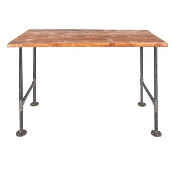 PIPE DECOR 24 in. x 48 in. x 29.88 in. Sunset Cedar Stain Restore Wood Office Desk with Industrial Steel Pipe Legs